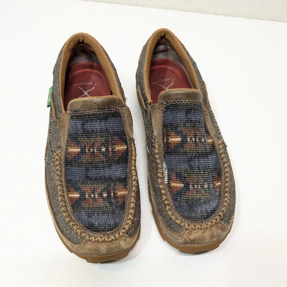 Twisted X Youth 4M Driving Mocs Southwestern Western Leather EcoTWX Loafers